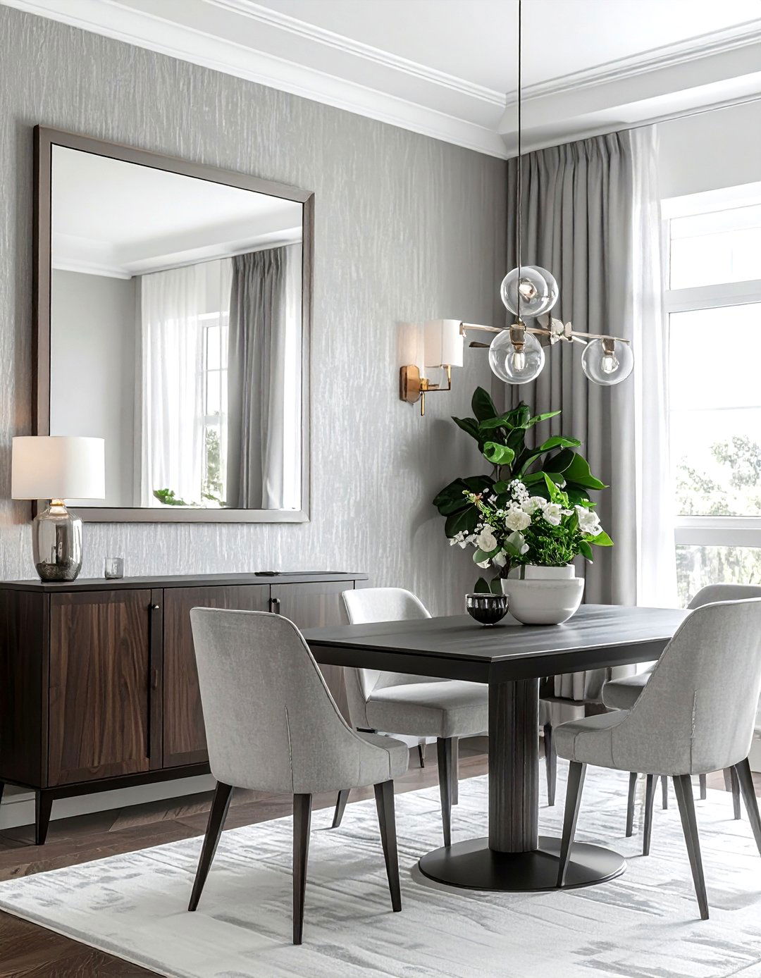 Wallpapered dining room - 30 transitional dining room ideas