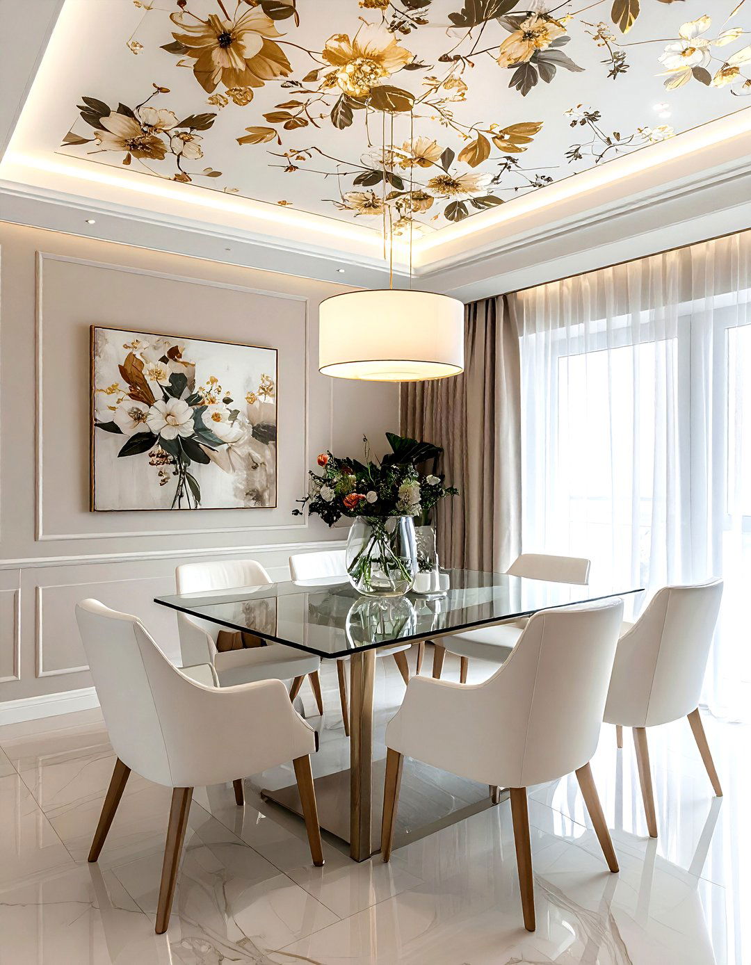 Wallpapered dining room ceiling - 30 dining room ceiling design ideas