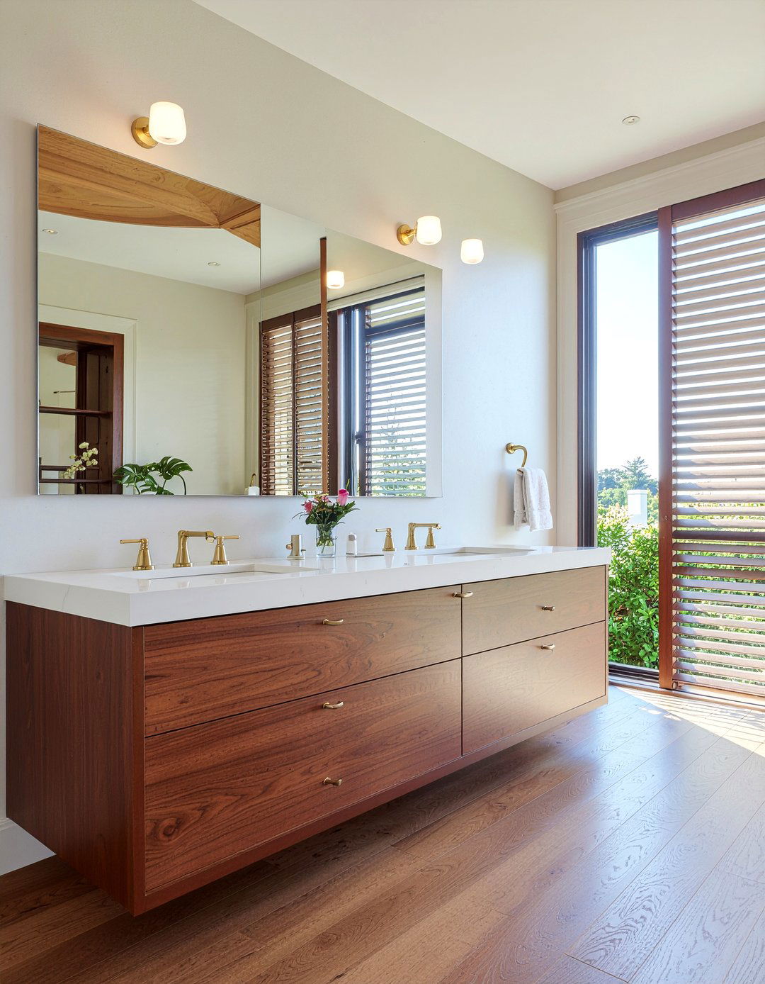 Walnut Double Vanity - 30 master bathroom double vanity ideas