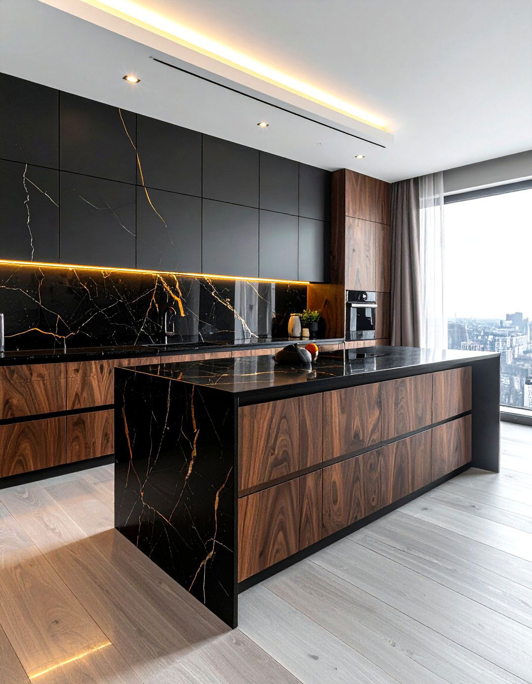 Walnut Kitchen Cabinets With Black Marble - 30 walnut kitchen cabinet ideas