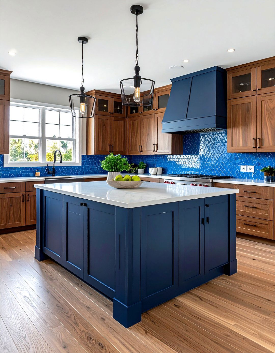Walnut Kitchen Cabinets With Blue Accents - 30 walnut kitchen cabinet ideas