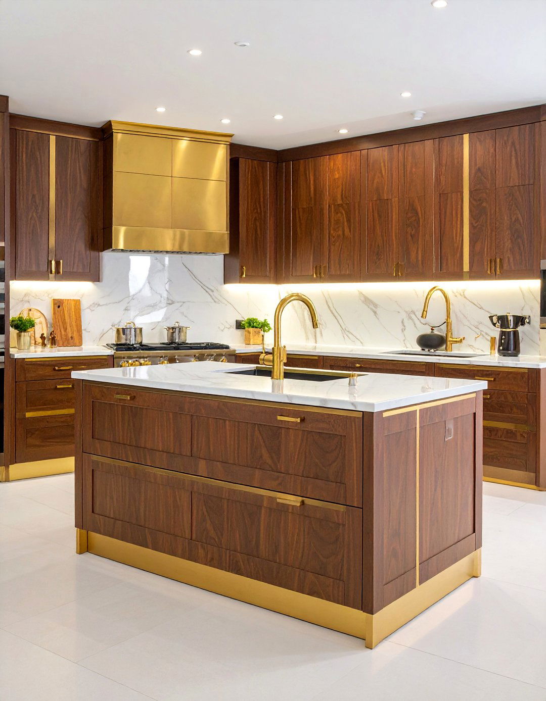 Walnut Kitchen Cabinets With Brass Accents - 30 walnut kitchen cabinet ideas