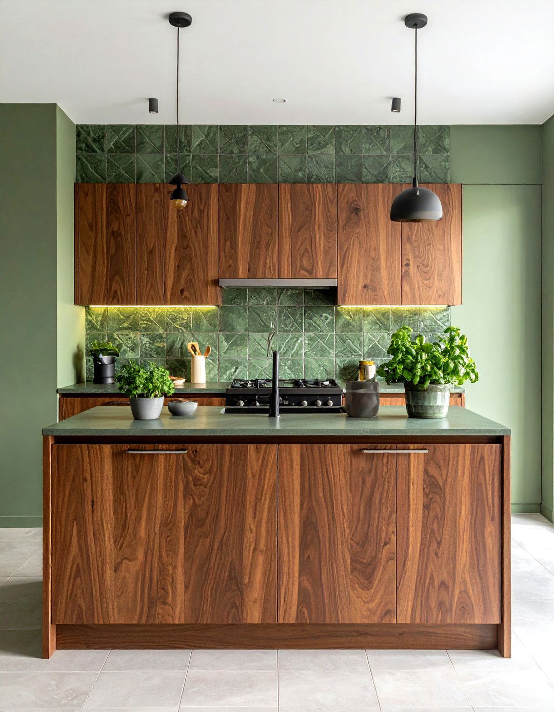 Walnut Kitchen Cabinets With Green Backsplash - 30 walnut kitchen cabinet ideas