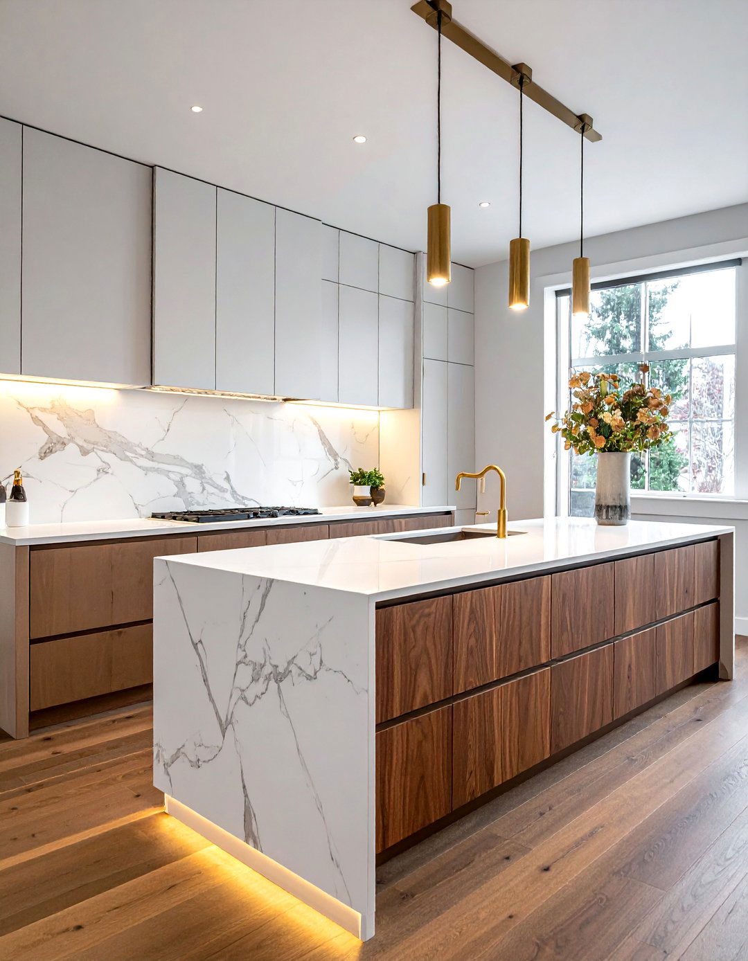 Walnut Kitchen Cabinets With White Marble Countertops - 30 walnut kitchen cabinet ideas