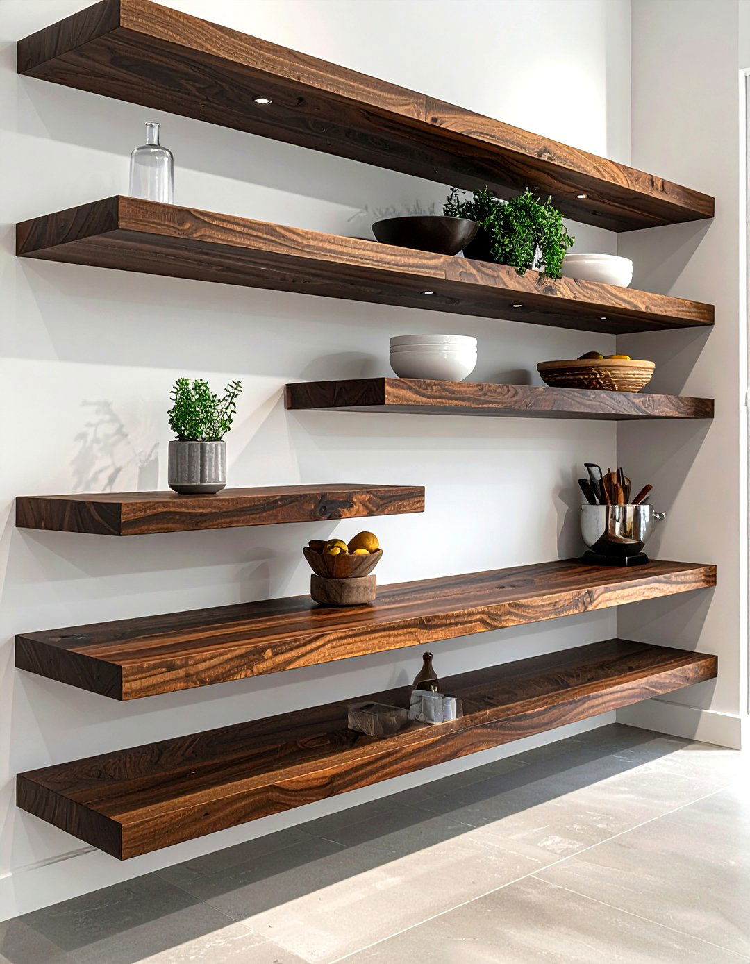 Walnut Kitchen Floating Shelves - 30 floating shelf kitchen ideas