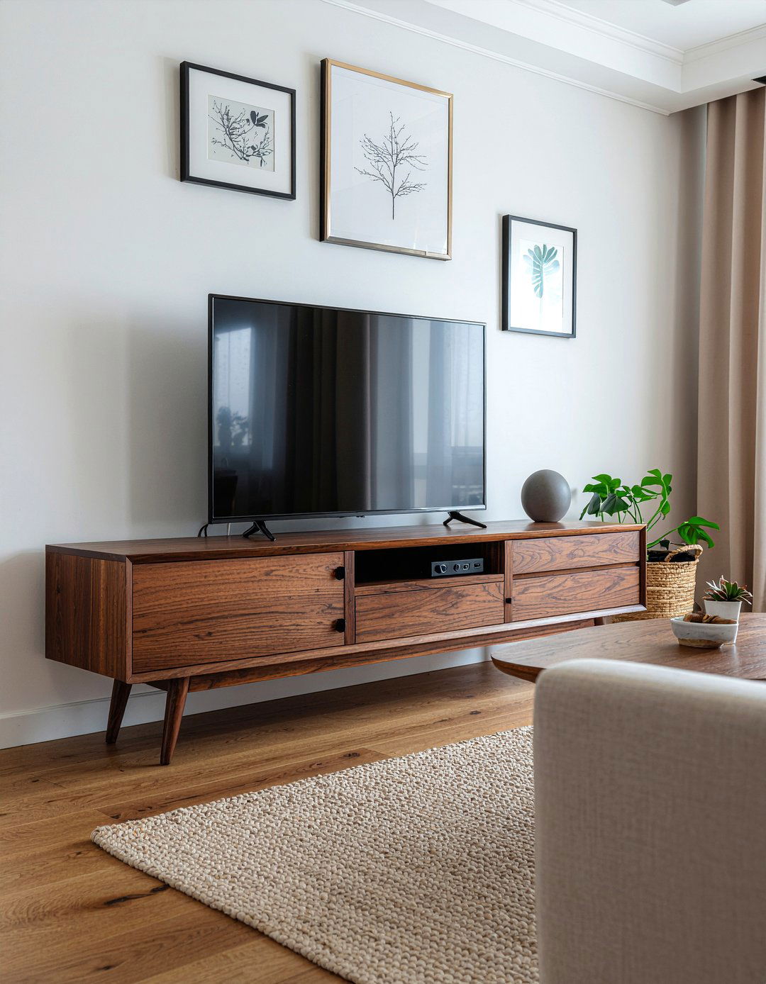 Walnut Media Console - 30 living room Danish modern furniture ideas