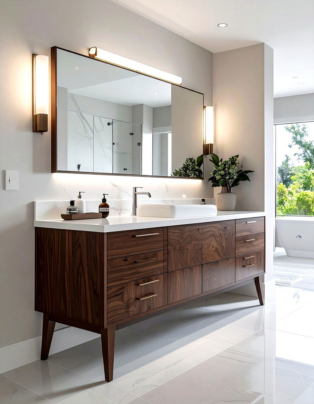 Walnut Vanity Bathroom - 30 mid-century modern bathroom ideas