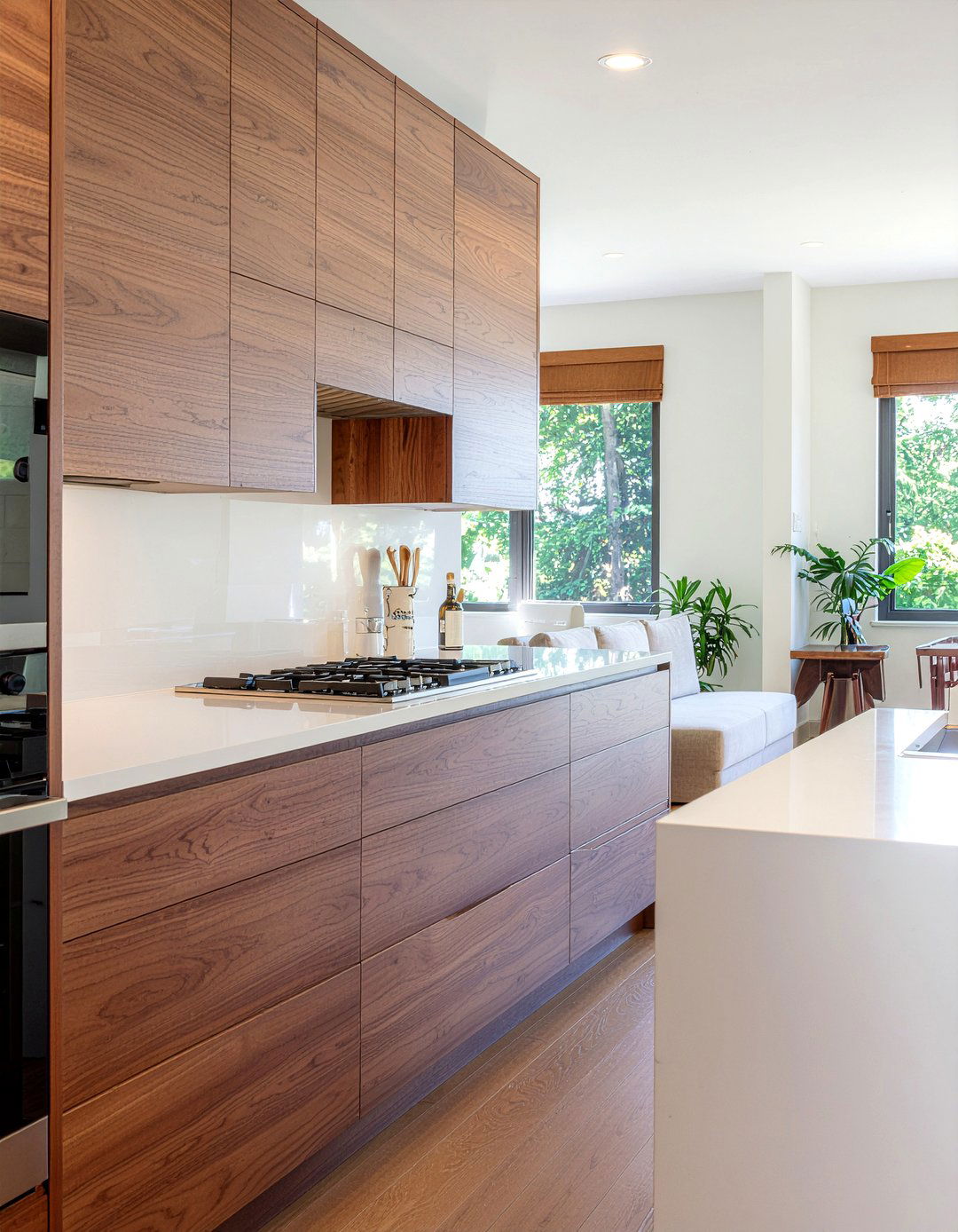 Walnut Veneer Kitchen Cabinets - 30 slab door kitchen cabinet ideas