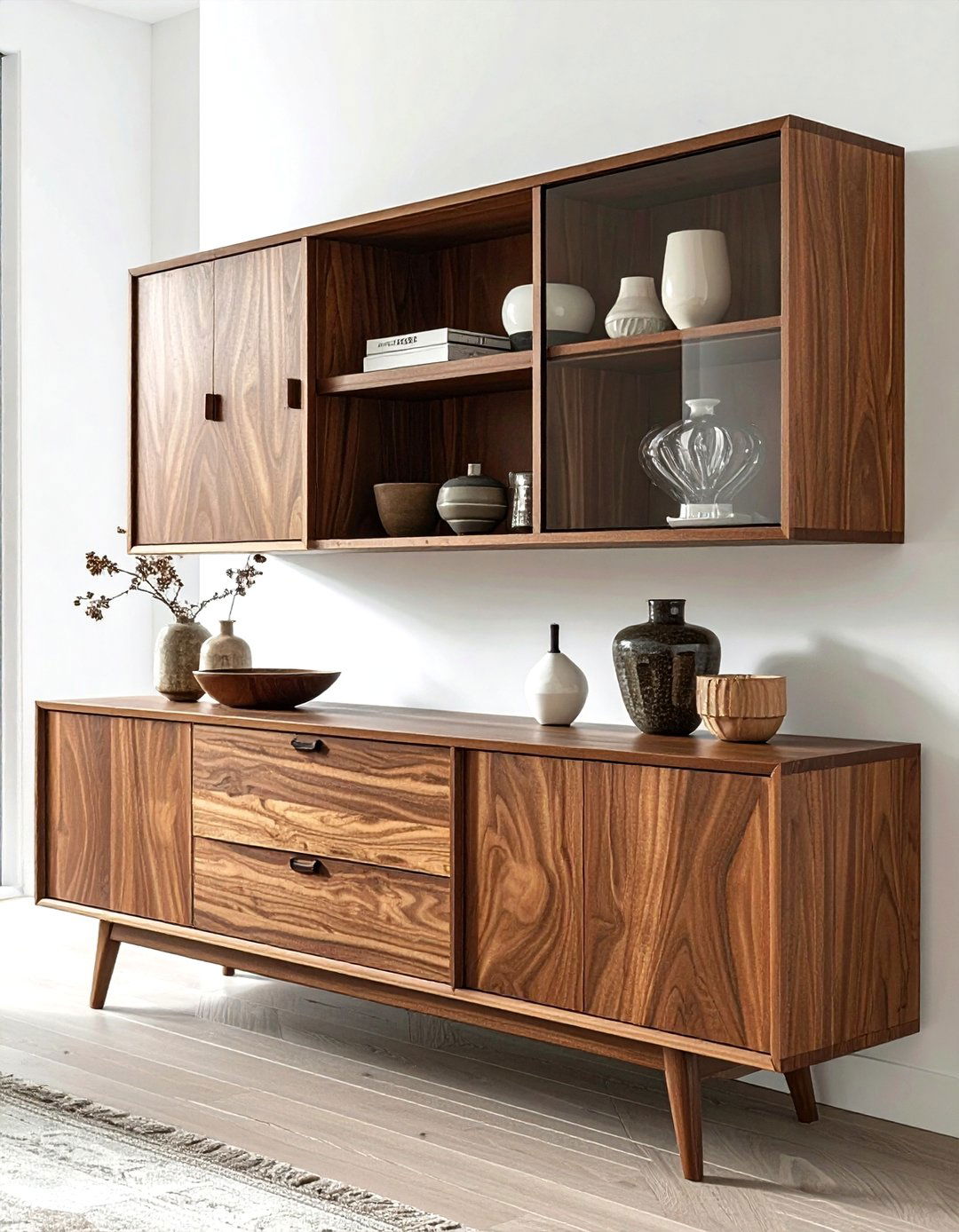 Walnut Wood Cabinet - 30 dining room display cabinet ideas
