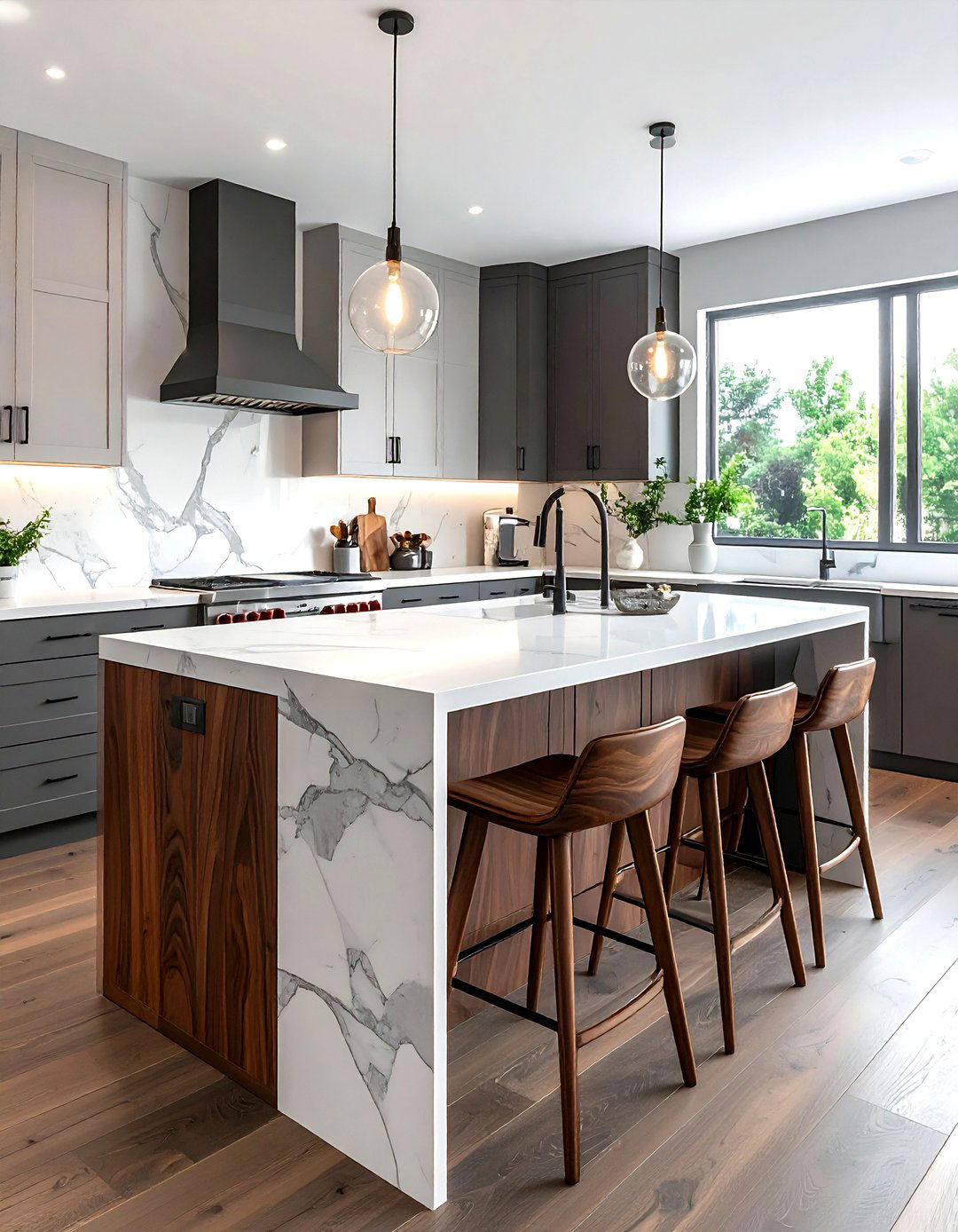 Walnut Wood Counter Stool - 30 counter stool kitchen ideas