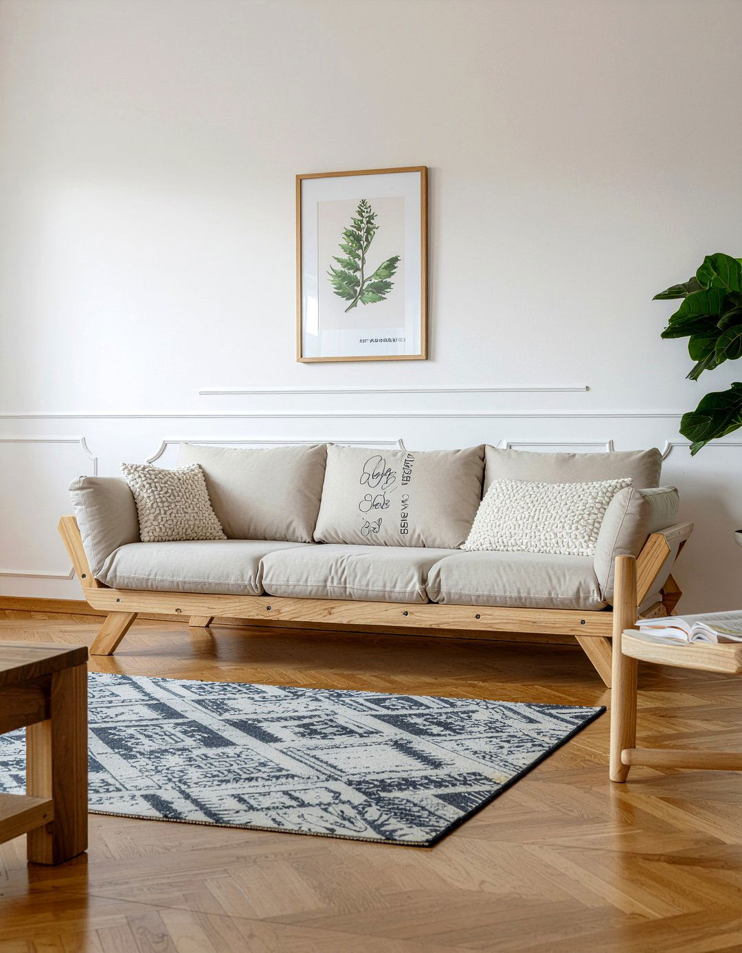 Walnut Wood Frame Sofa - 30 living room mid-century sofa ideas