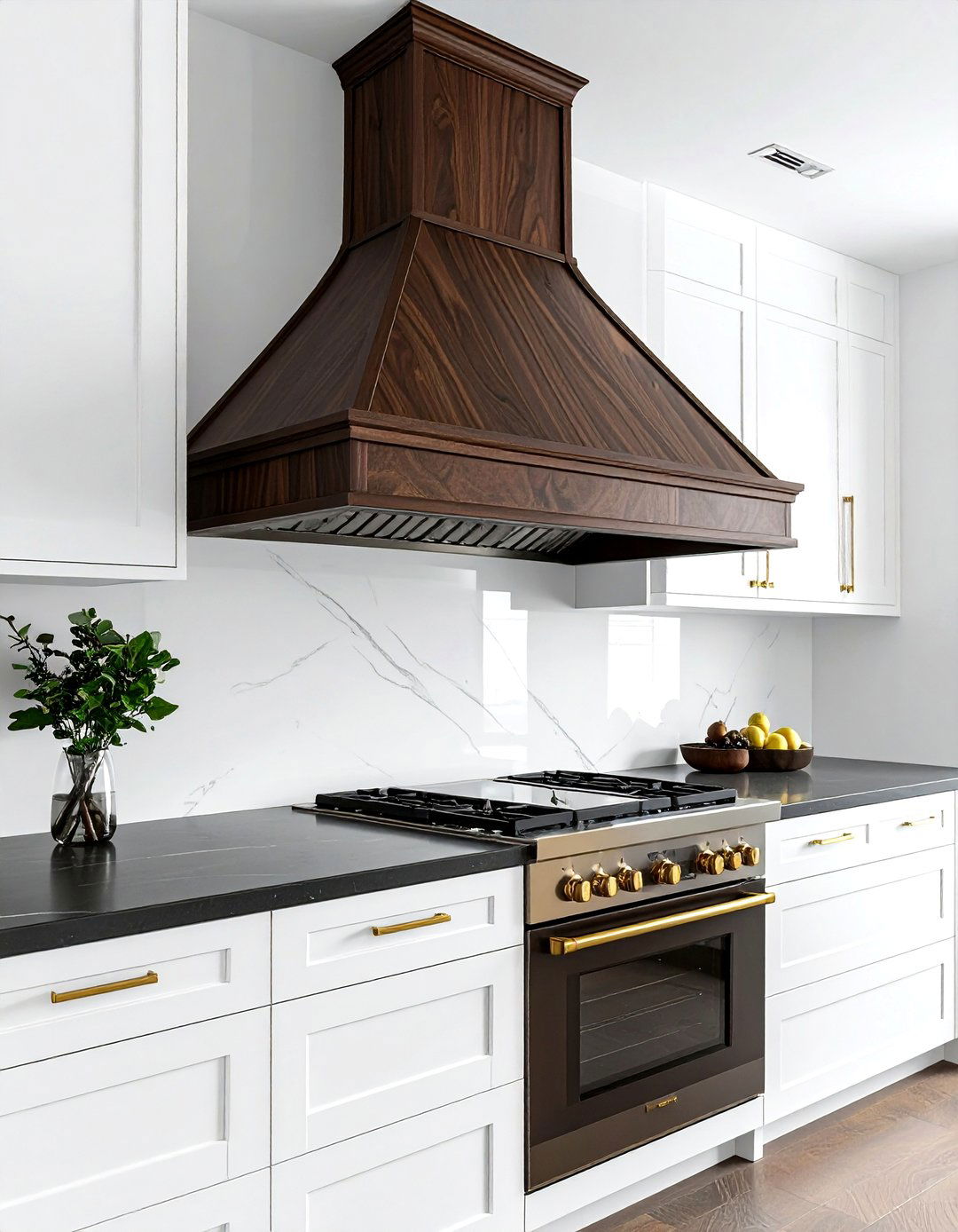 Walnut Wood Vent Hood - 30 wood hood kitchen ideas