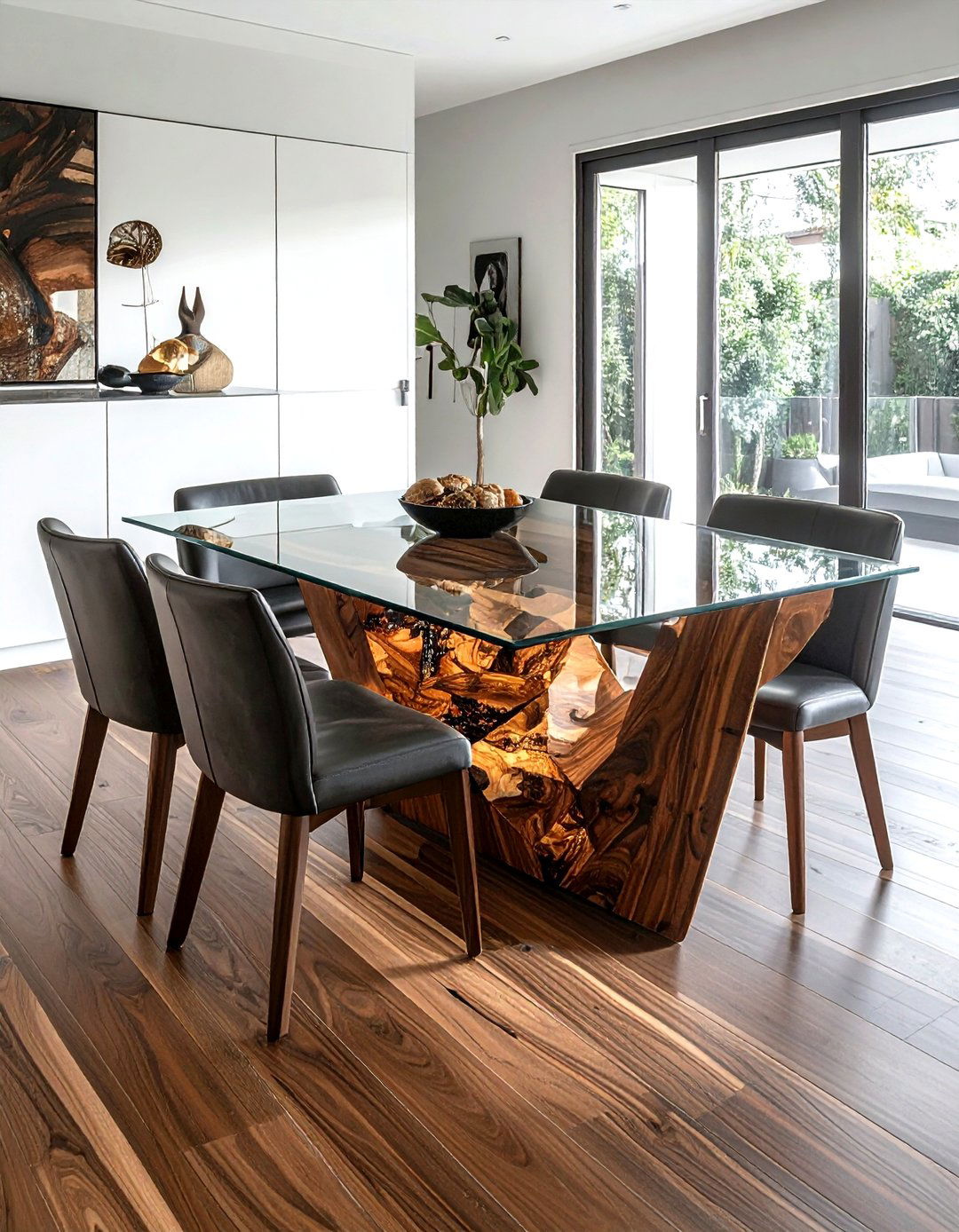 Walnut and glass dining table - 30 walnut dining table ideas