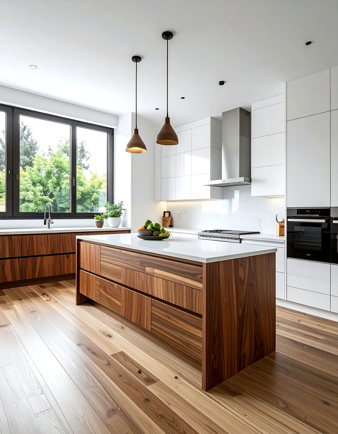 Walnut and white kitchen cabinets - 30 two-tone kitchen cabinet ideas