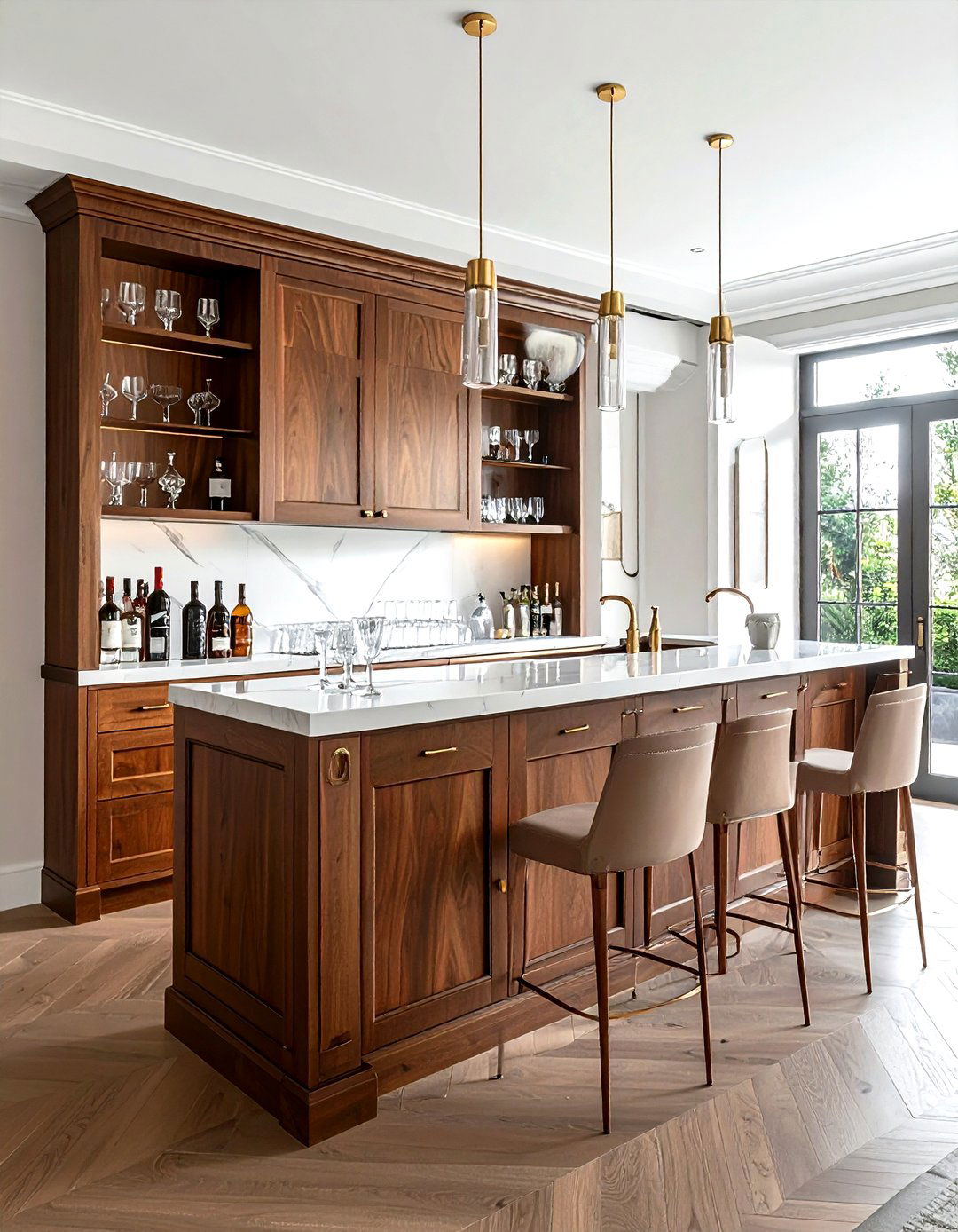 Walnut bar cabinet - 30 living room walnut furniture ideas