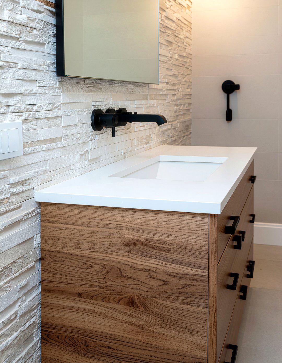 Walnut bathroom vanity - 30 bathroom built-in vanity ideas