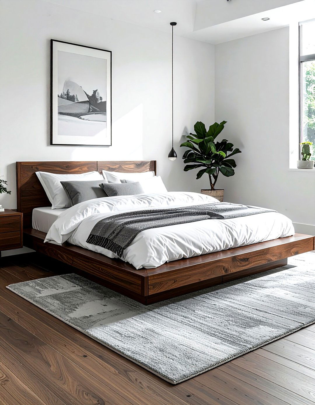 Walnut bed frame - 30 dark wood decor ideas