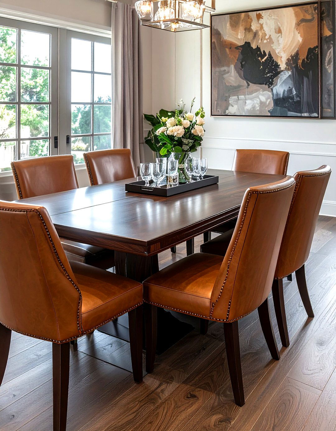 Walnut dining table leather chairs - 30 walnut dining table ideas