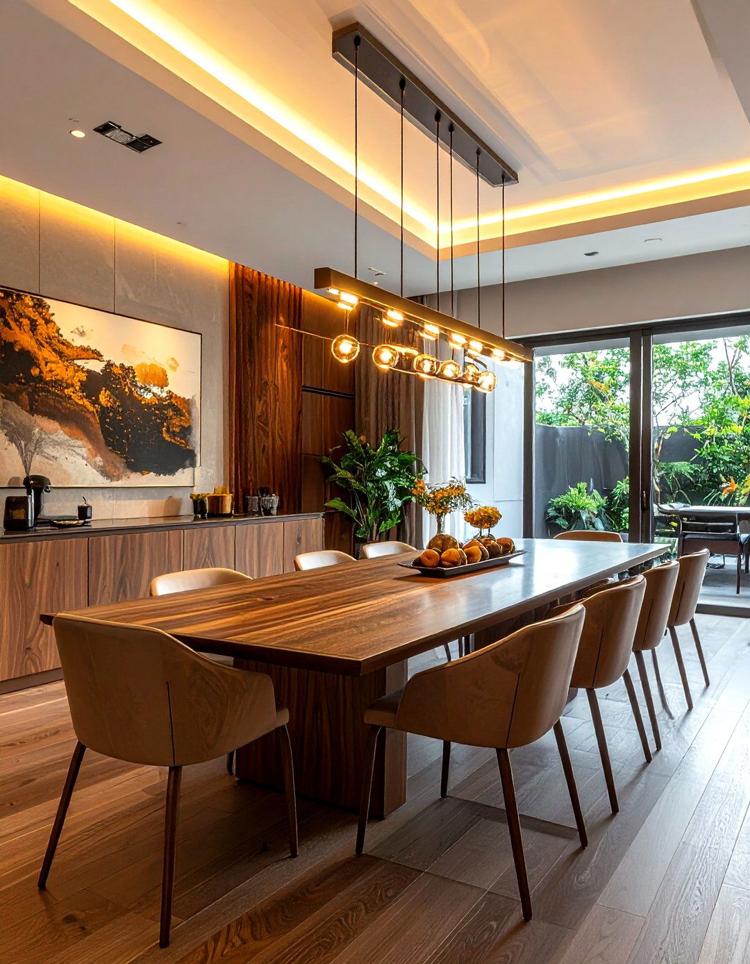 Walnut dining table lighting - 30 walnut dining table ideas