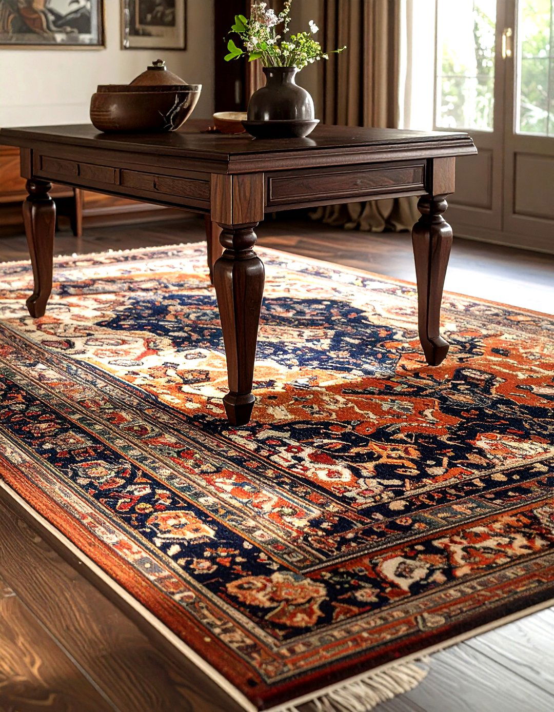 Walnut dining table rug - 30 walnut dining table ideas