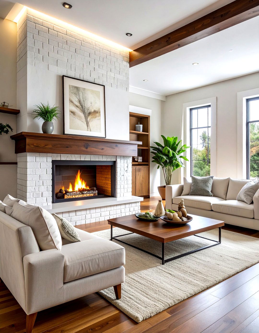 Walnut fireplace mantel - 30 living room walnut furniture ideas