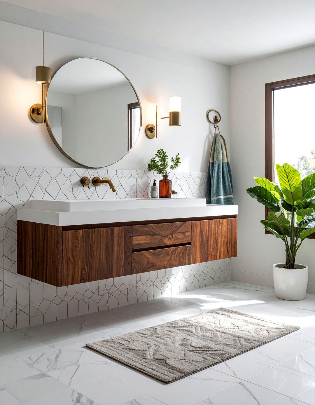 Walnut floating vanity - 30 floating vanity ideas