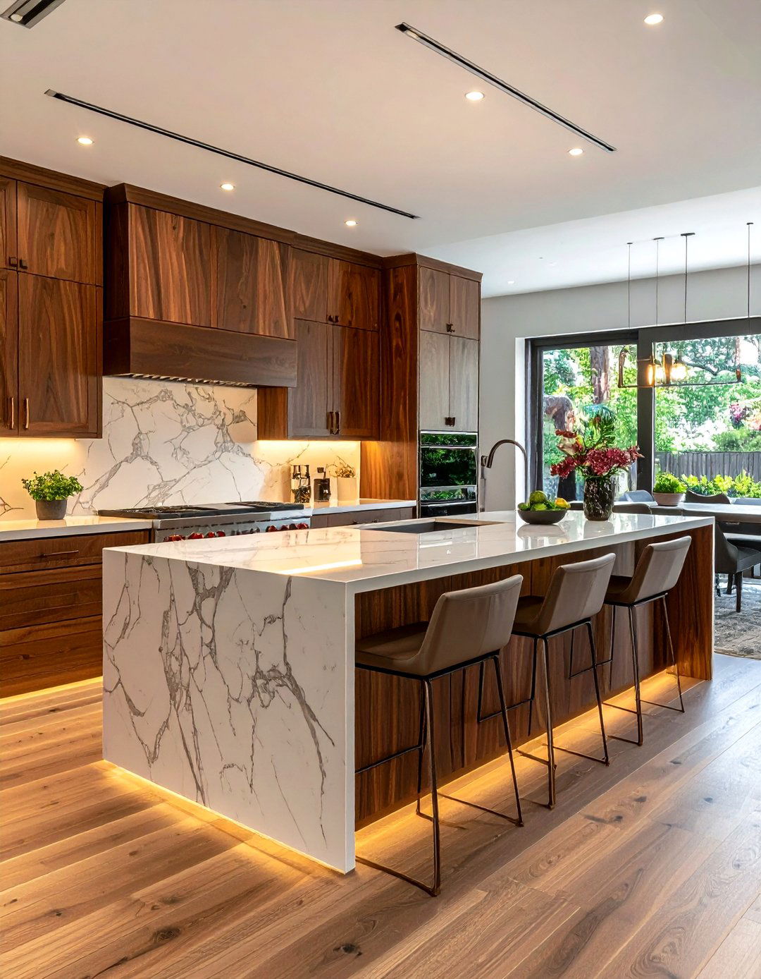 Walnut kitchen cabinets - 30 natural wood kitchen cabinet ideas