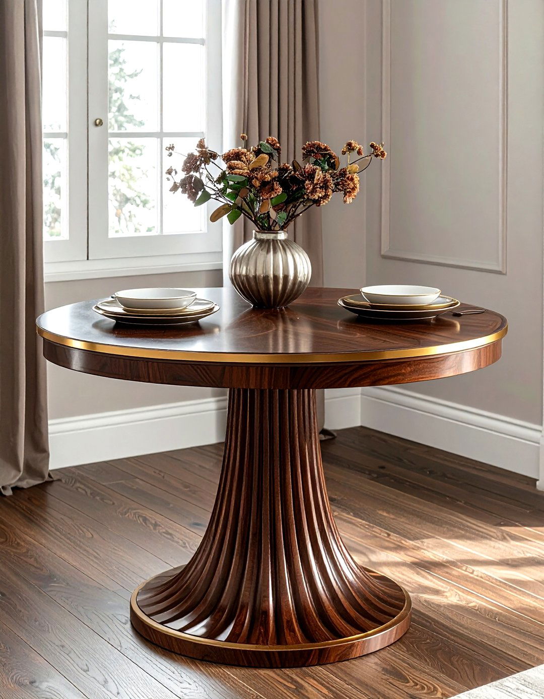 Walnut pedestal dining table - 30 walnut dining table ideas