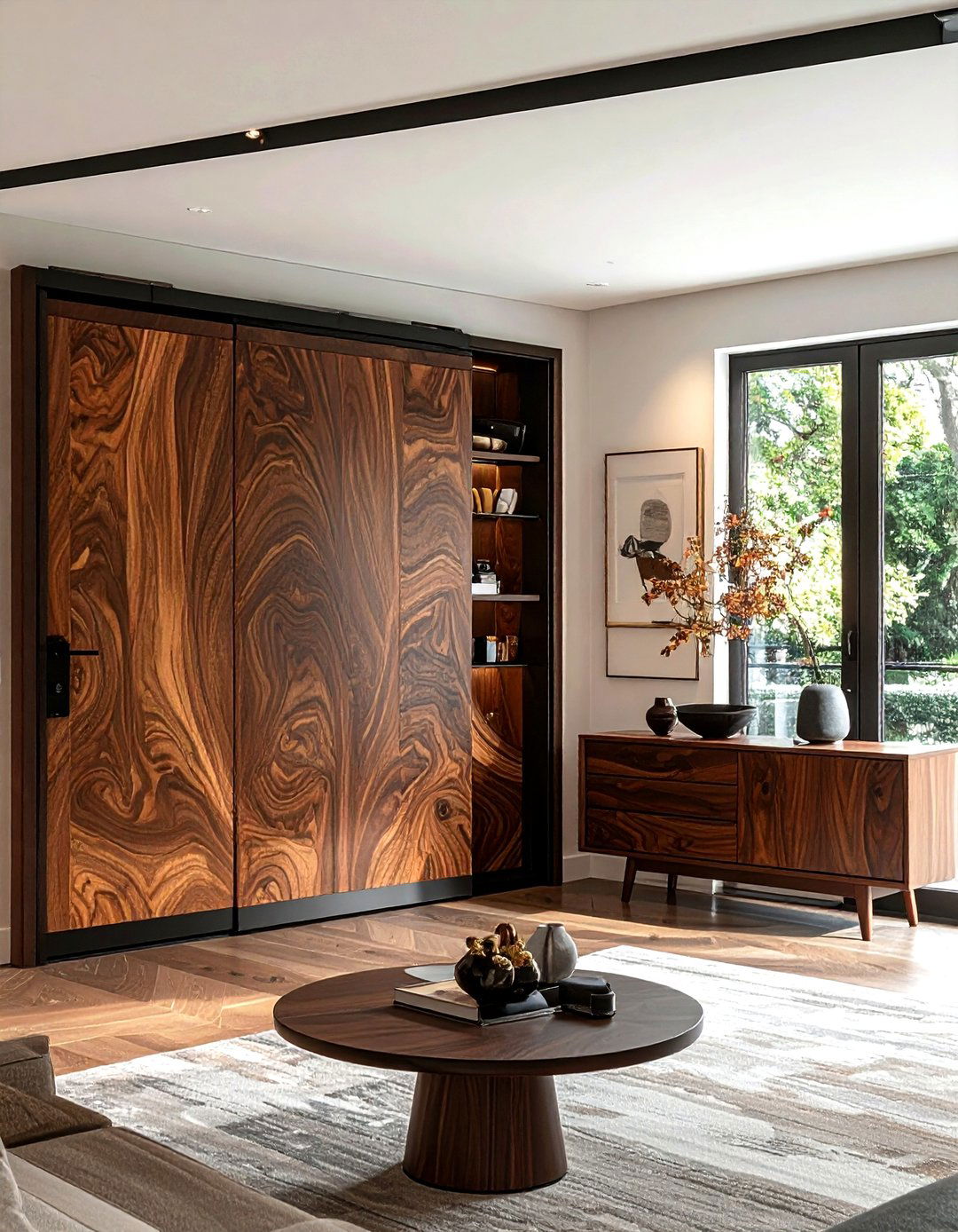 Walnut pocket door - 30 living room pocket doors