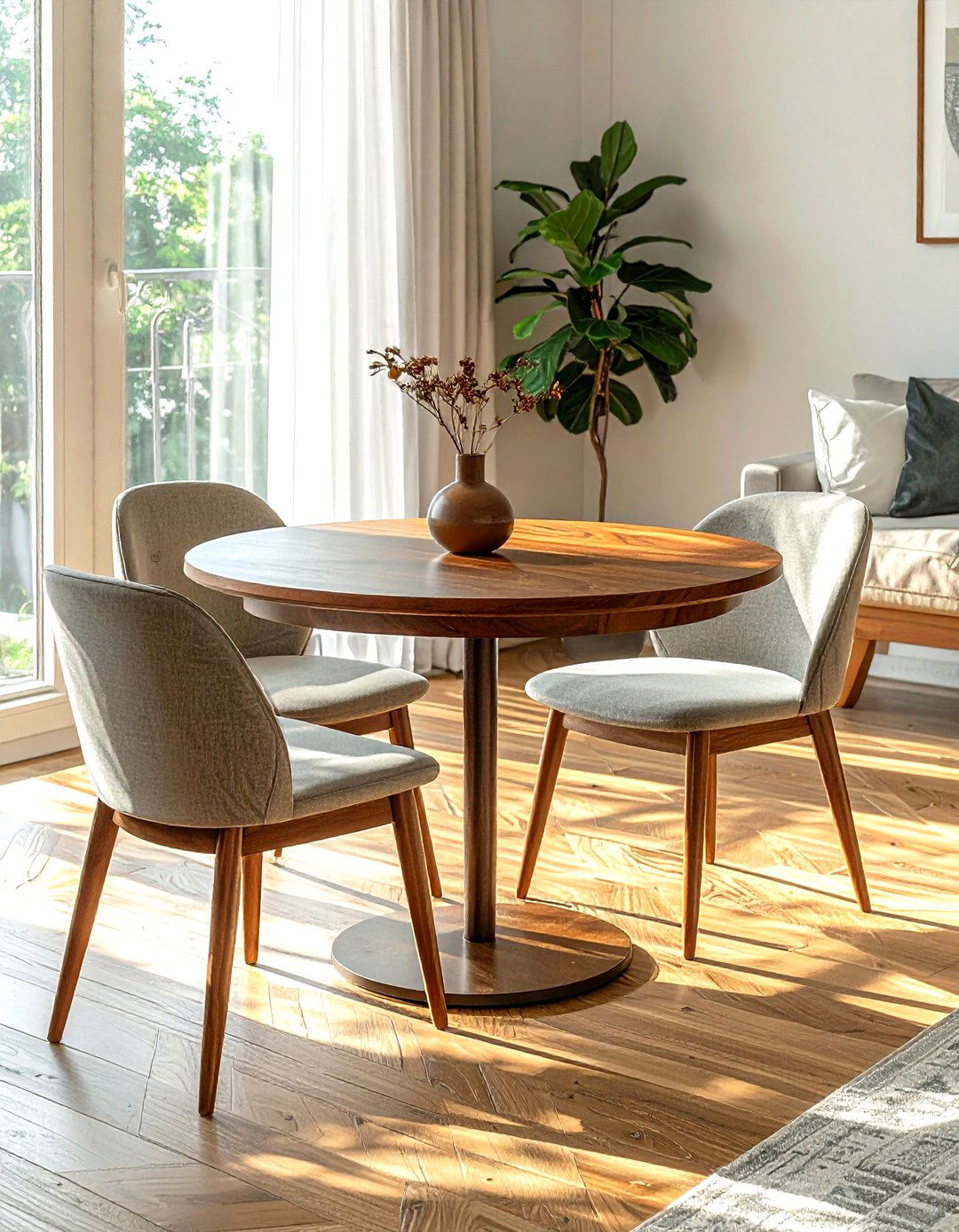 Walnut small dining table - 30 living room walnut furniture ideas