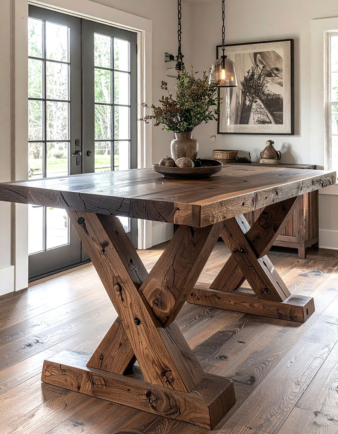Walnut trestle dining table - 30 walnut dining table ideas