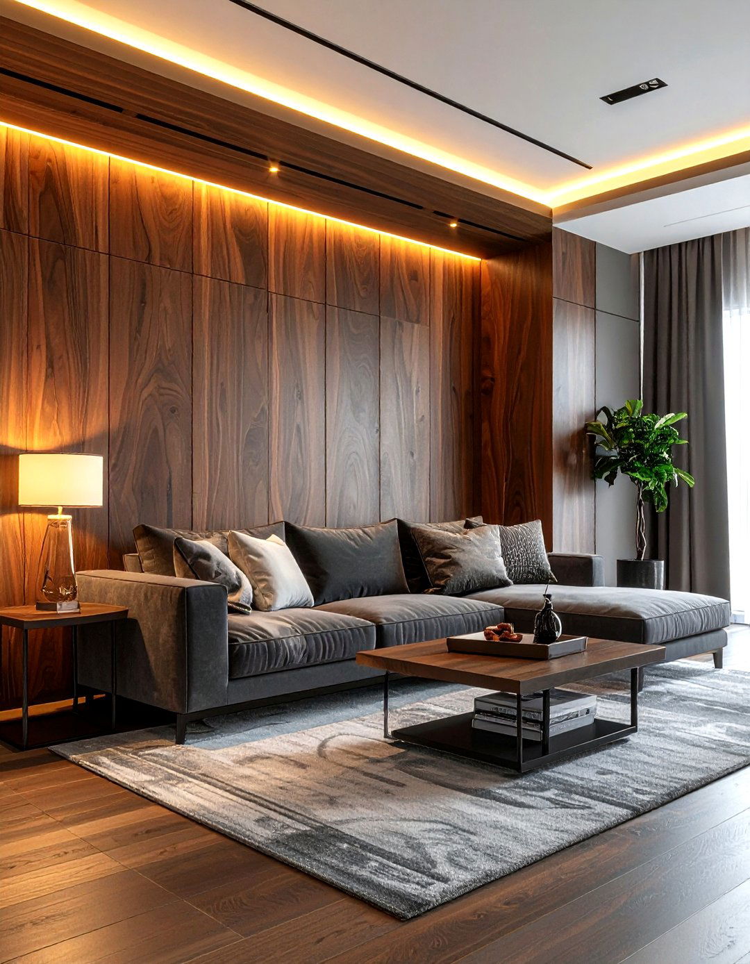 Walnut wall paneling - 30 living room walnut furniture ideas