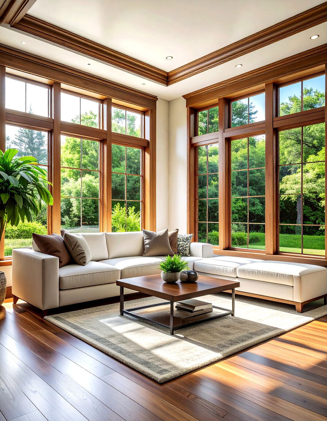 Walnut window trim - 30 living room walnut furniture ideas