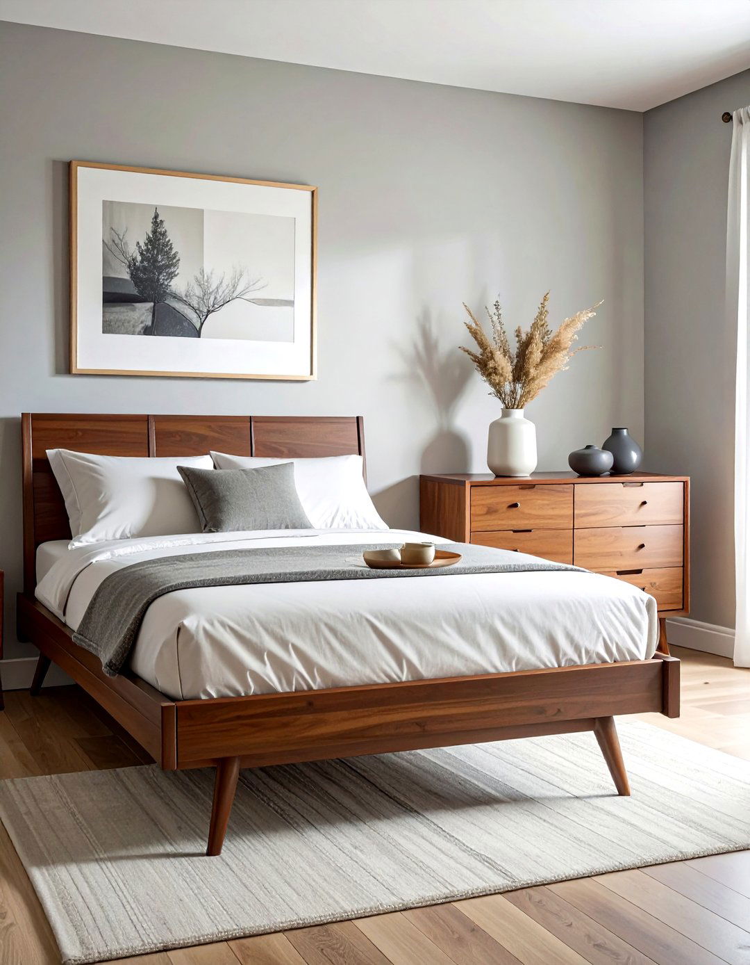 Walnut wood dresser - 30 mid-century modern decor ideas