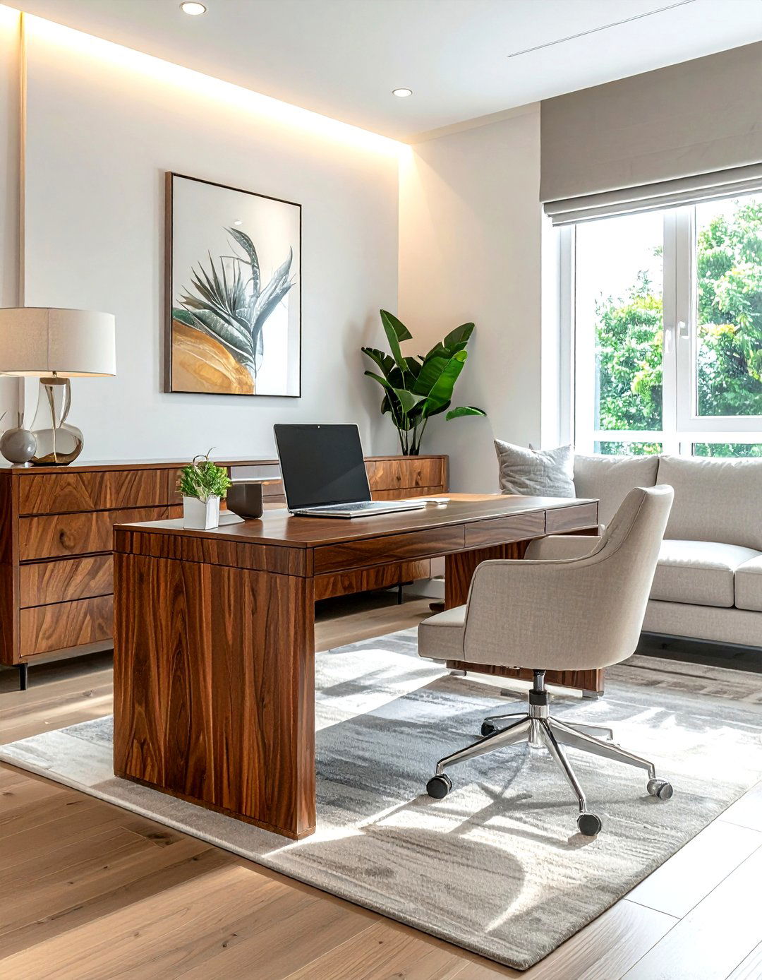 Walnut writing desk - 30 living room walnut furniture ideas