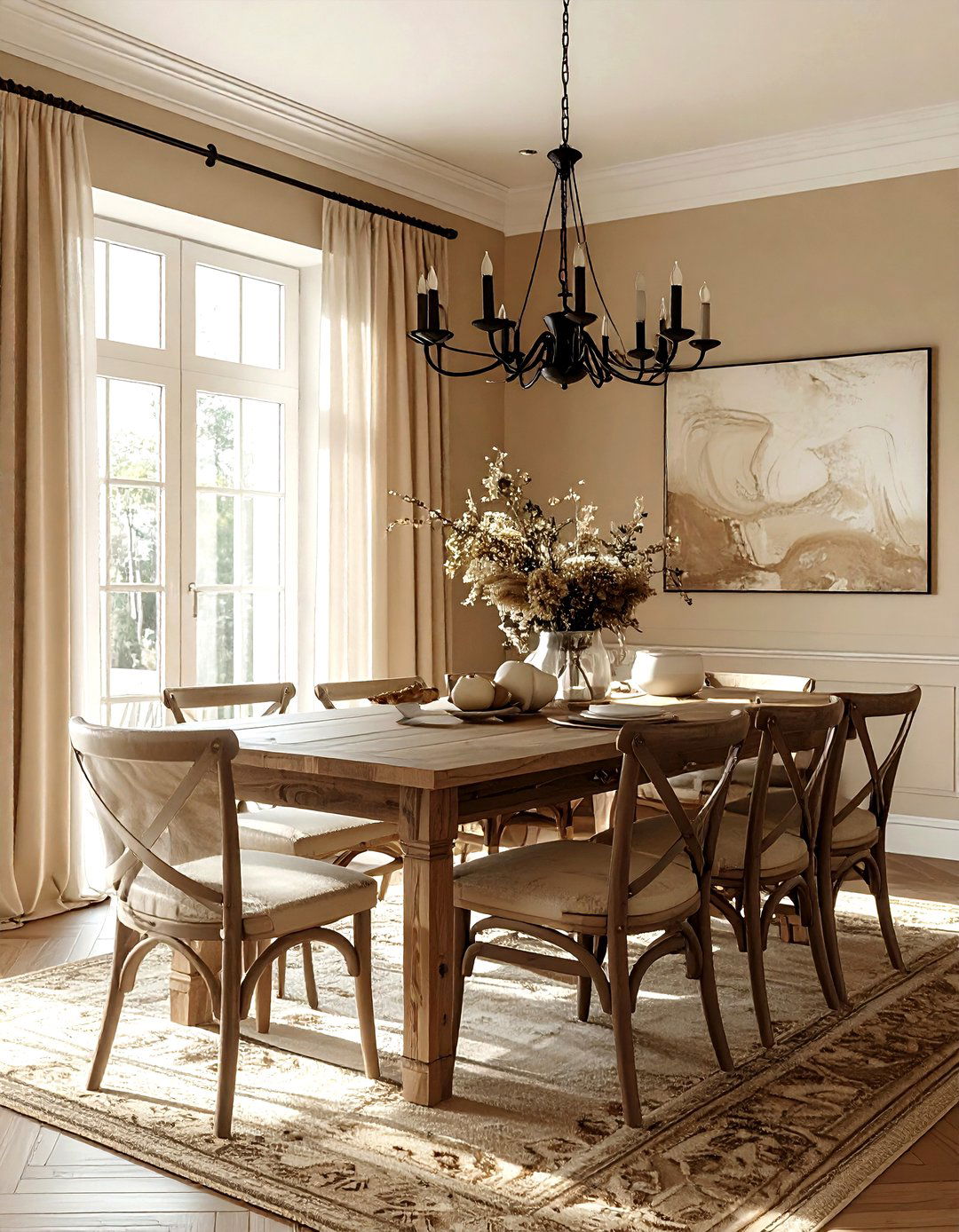 Warm Beige Dining Room - 30 dining room paint color ideas