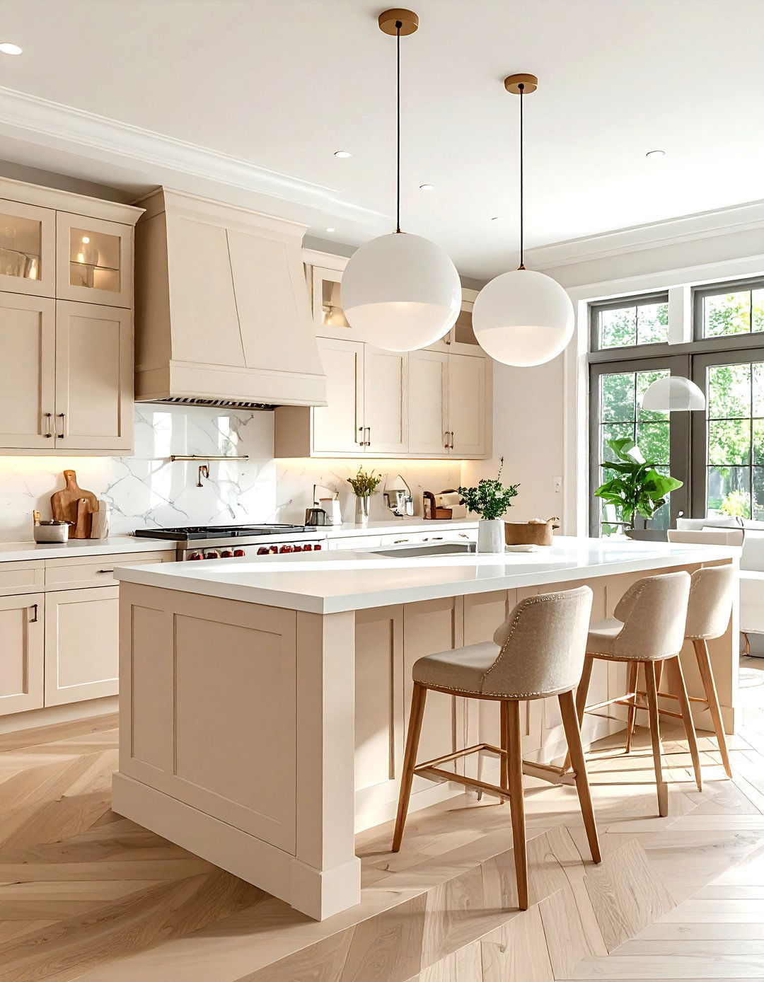 Warm Cream Kitchen White Pendant Lighting - 30 cream and white kitchen ideas