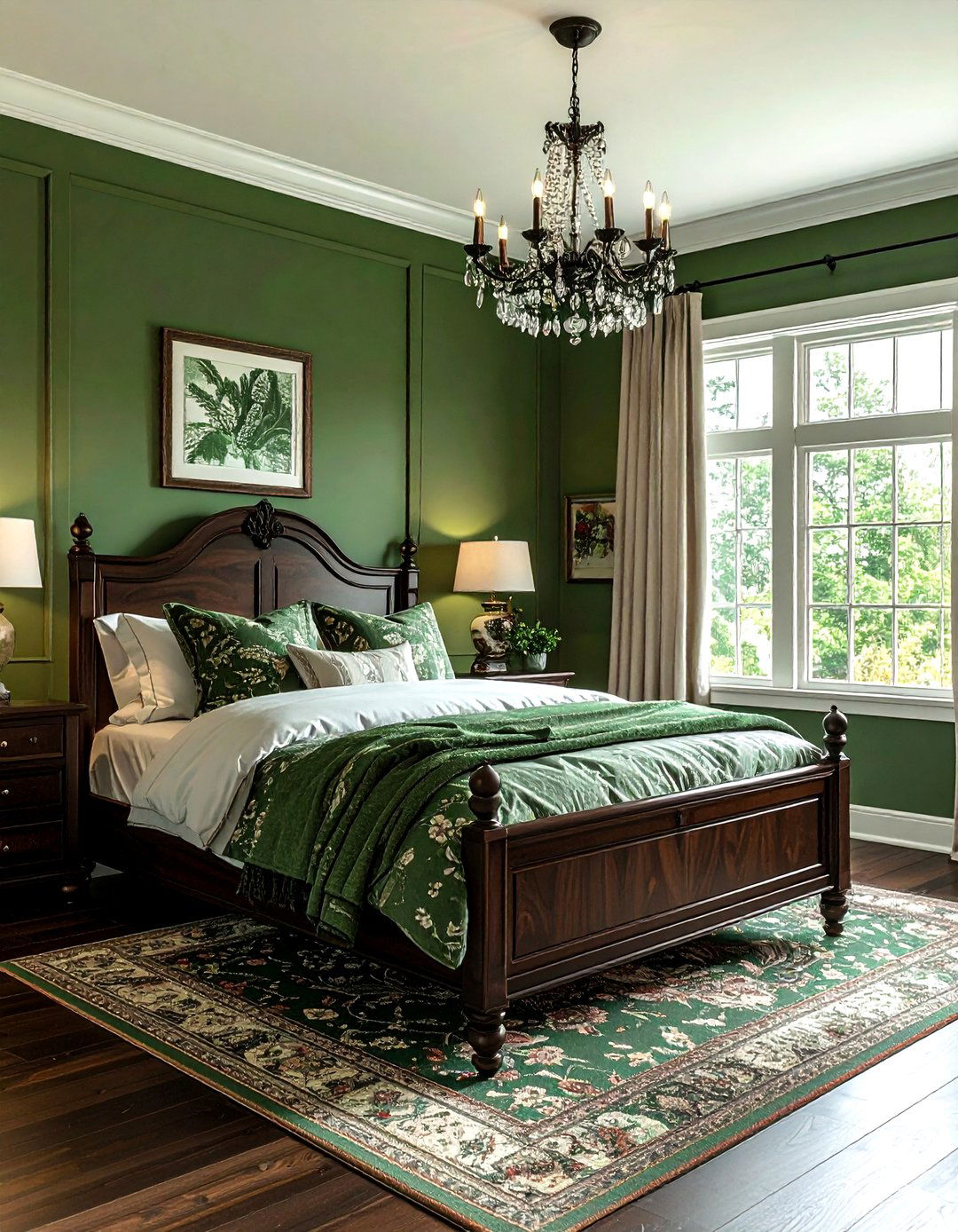 Warm Green Traditional Bedroom - 30 farmhouse green bedroom ideas