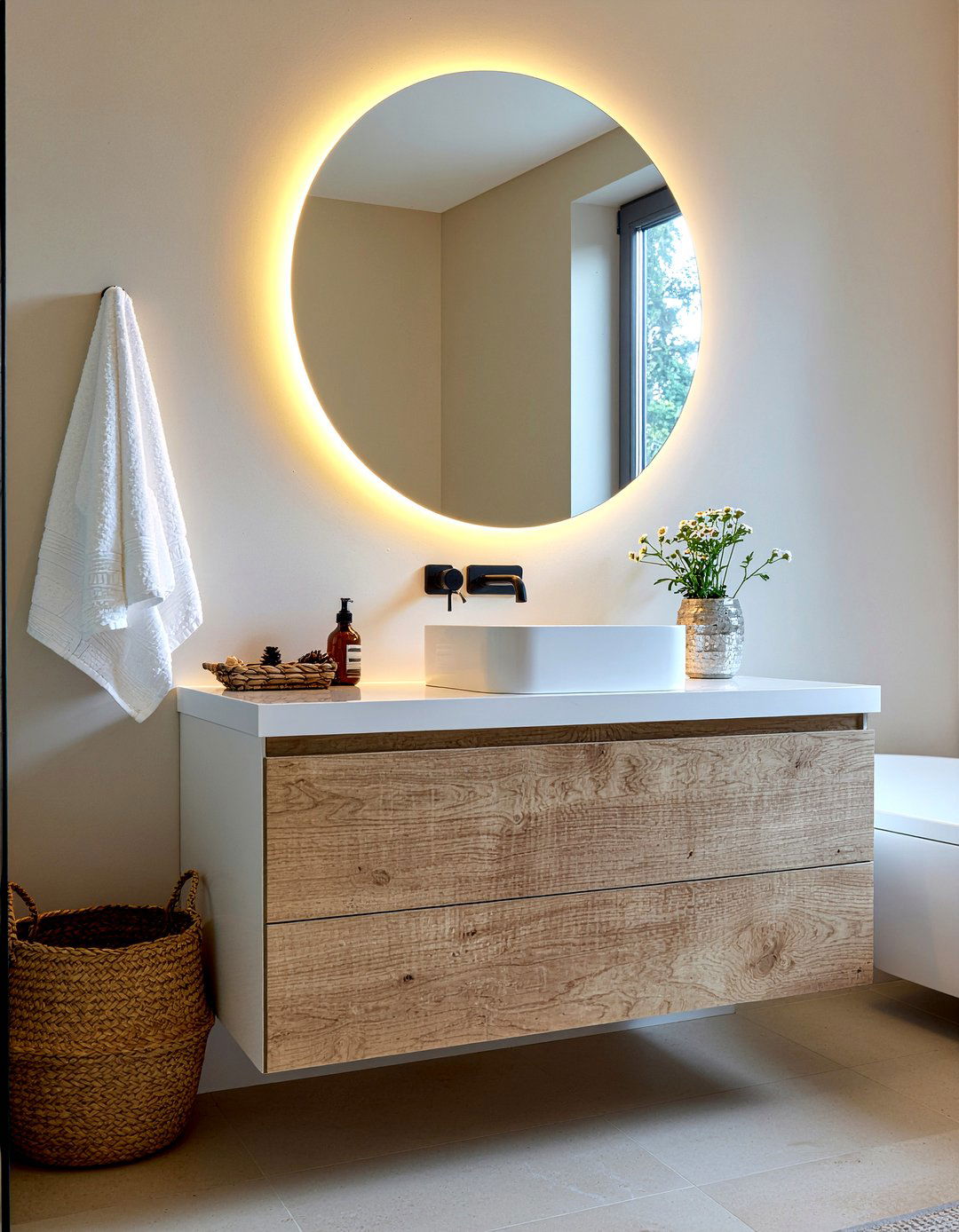 Warm Light LED Mirror - 30 LED bathroom mirror ideas