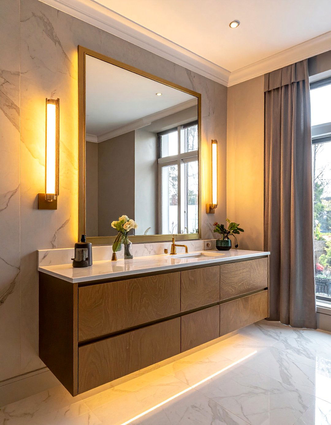 Warm Lighting Fixture - 30 cozy bathroom ideas