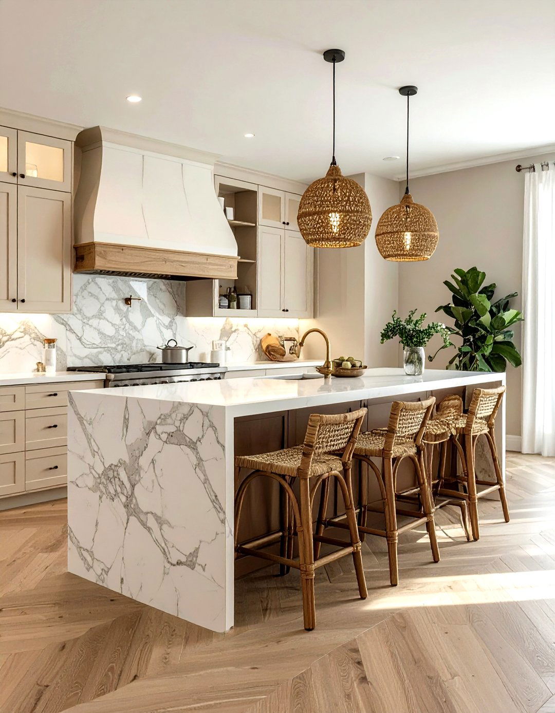 Warm Neutral Kitchen Island - 30 warm tan kitchen ideas