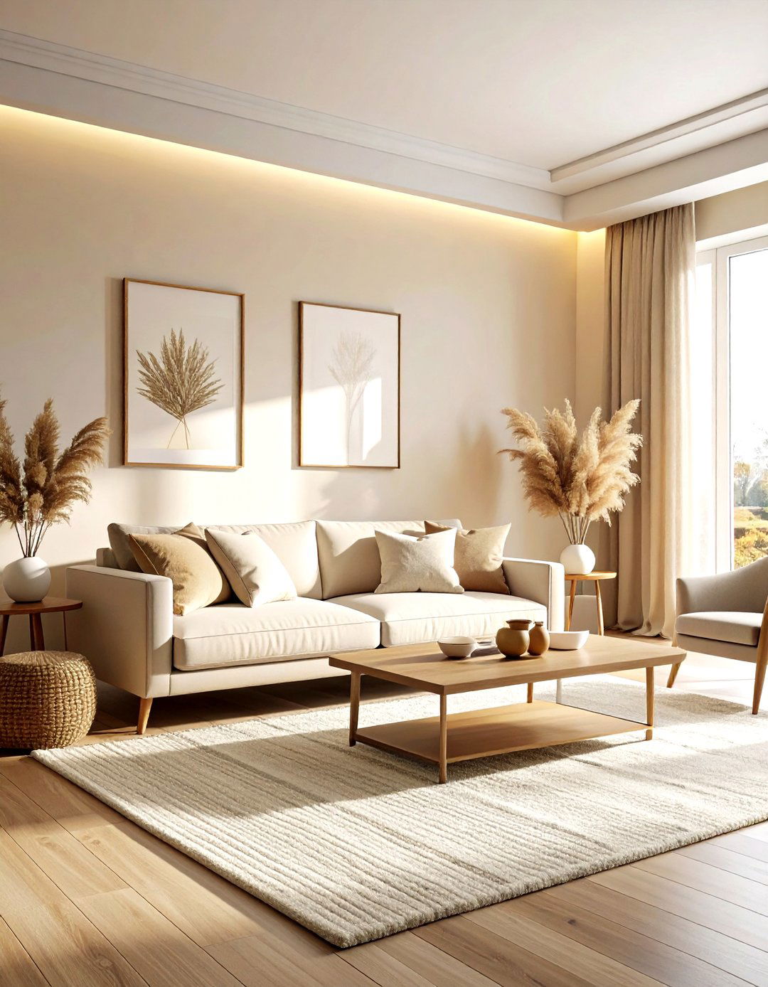 Warm Neutral Paint Colors - 30 soft minimalist living room ideas