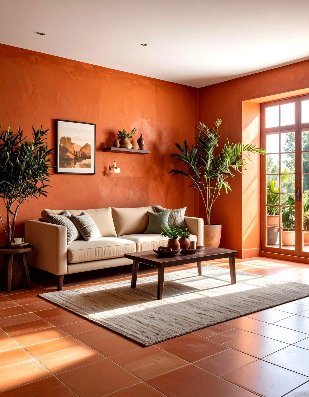 Warm Terracotta Living Room - 30 natural living room ideas