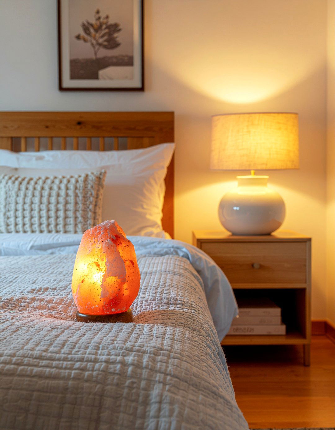 Warm ambient lighting - 30 earthy bedroom ideas