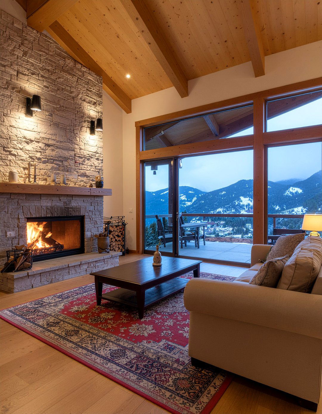 Warm ambient lighting - 30 mountain house living room ideas