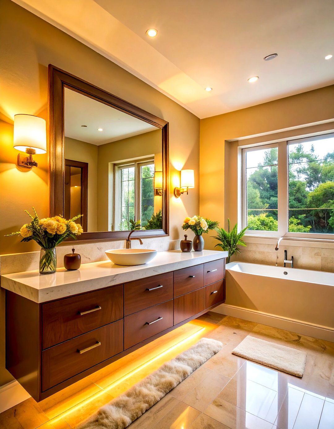 Warm bathroom lighting - 30 warm bathroom ideas