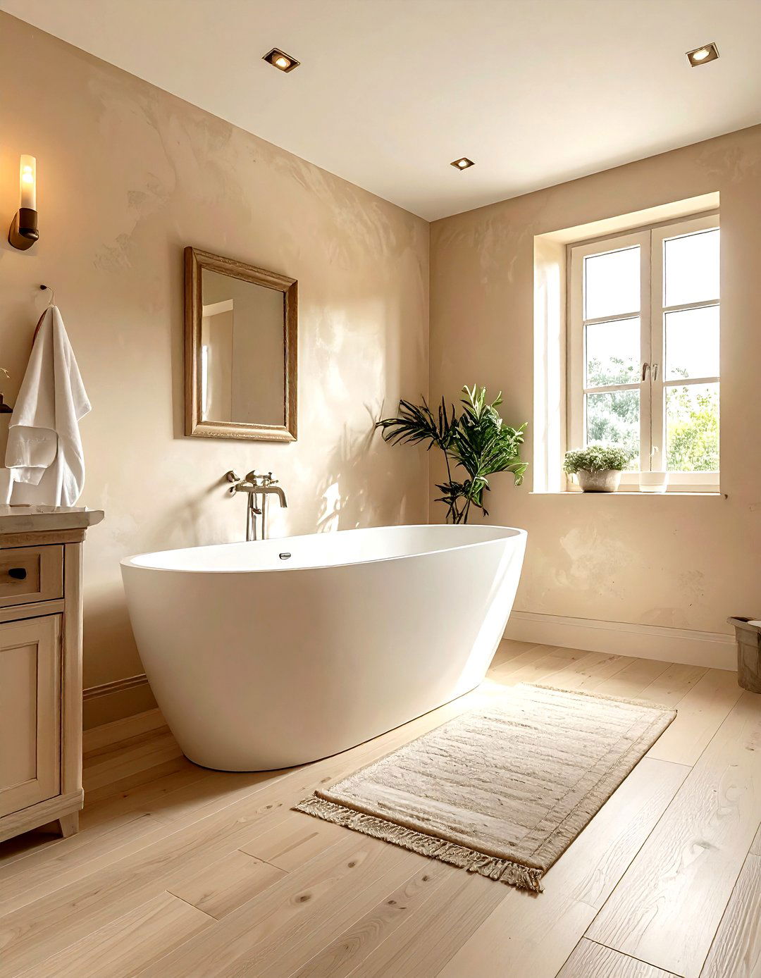 Warm beige bathroom paint - 30 Mediterranean bathroom ideas