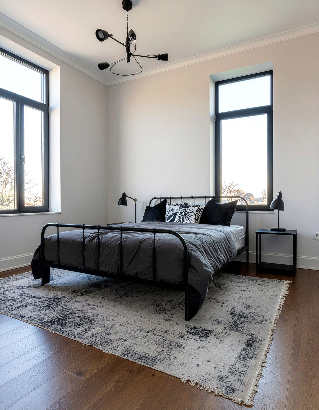 Warm gray bedroom black accents - 30 warm gray bedroom ideas