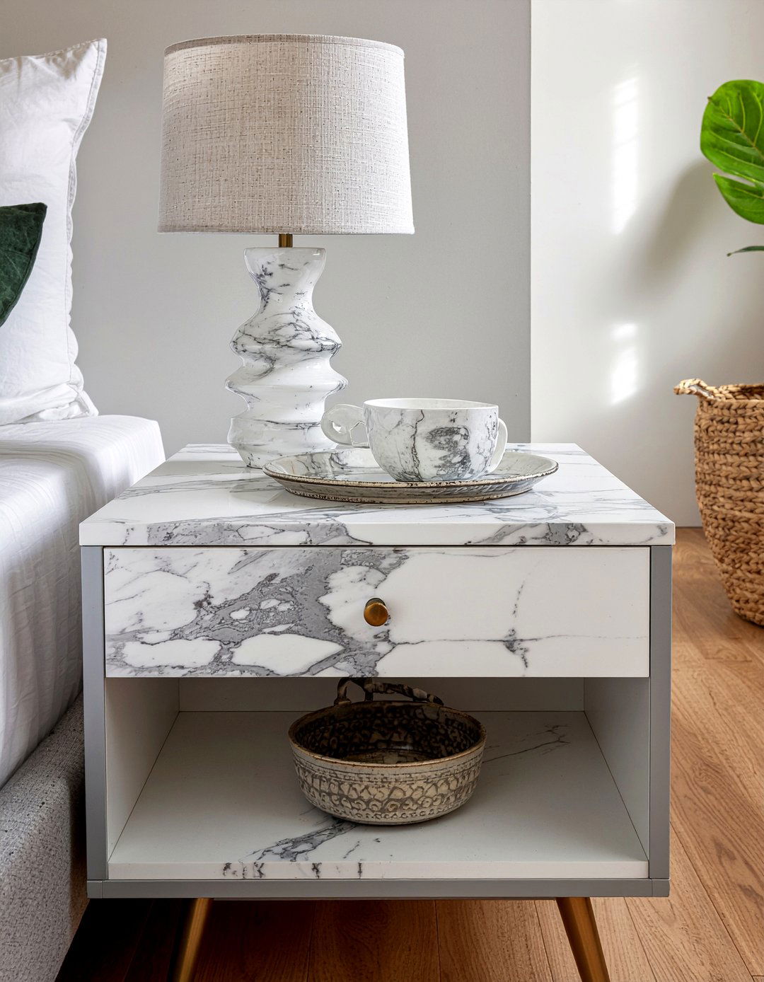 Warm gray bedroom marble accents - 30 warm gray bedroom ideas