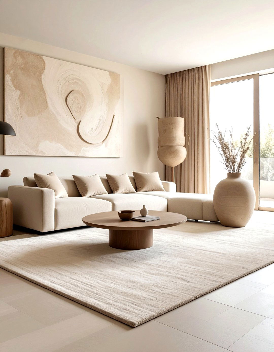 Warm minimalism beige living room - 30 beige living room decor ideas